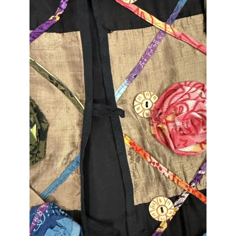 Vintage allure 100% Silk Patchwork Flower Blazer Size Small Artsy Hippie Boho - Picture 2 of 6